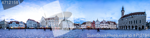 Image of Night Skyline of Tallinn Town Hall Square, Estonia