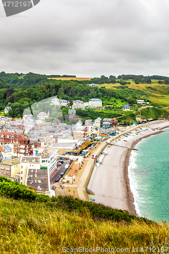 Image of Panorama of natural chalk cliffs of Etretat