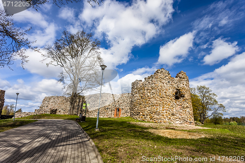 Image of Ruins of Teutonic Knights Castle in Aluksne, Latvia.