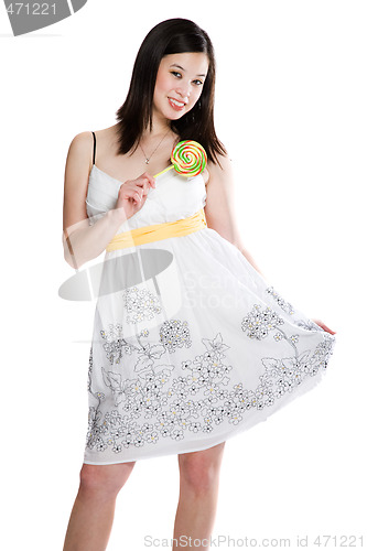 Image of Beautiful asian woman with lollipop