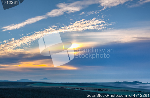 Image of Landscape covered with fog in Central Bohemian Uplands, Czech Re