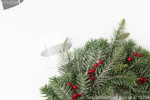 Image of christmas wreath of fir branches with red berries