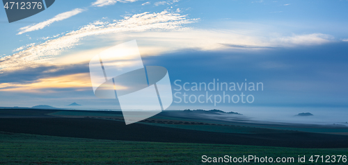 Image of Landscape covered with fog in Central Bohemian Uplands, Czech Re