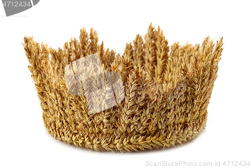 Image of crown made of wheat ears of cereals isolated on white background