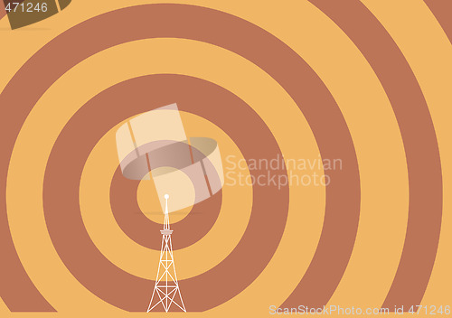 Image of broadcast tower with transmission waves