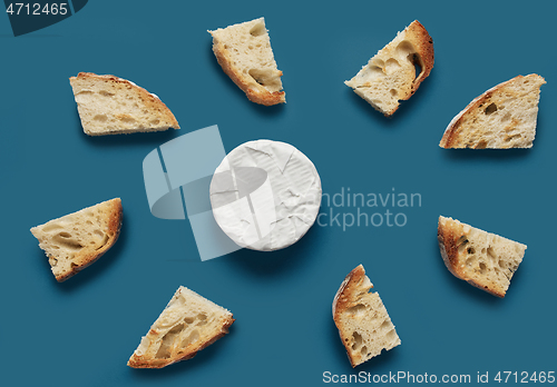 Image of toasted bread slices and brie cheese