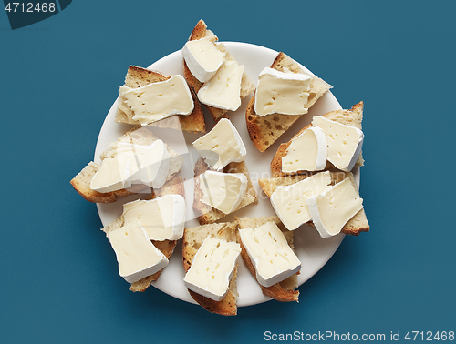 Image of plate of toasted bread with brie