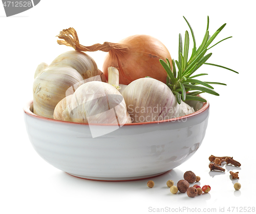 Image of onion, garlic and rosemary