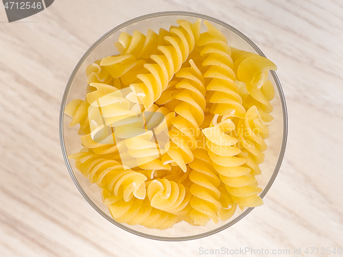 Image of Raw pasta in glass