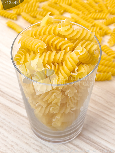 Image of Raw pasta in glass