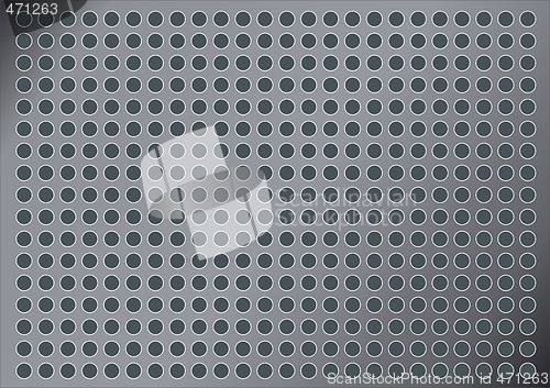 Image of metalic background with holes and circles