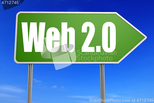 Image of Web 2.0 word with green road sign