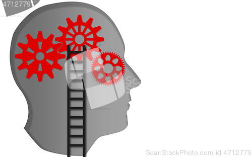 Image of Ladder lead to the gears on human head