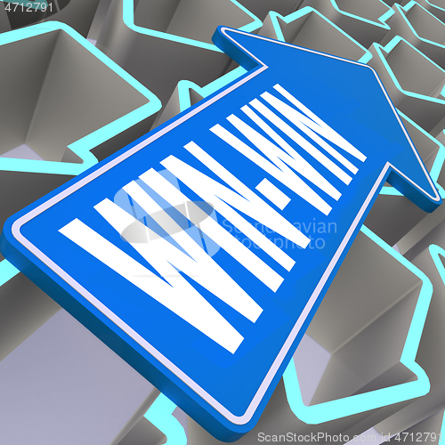 Image of Win-win word with blue arrow