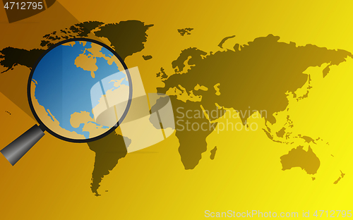 Image of Magnifying glass over North America