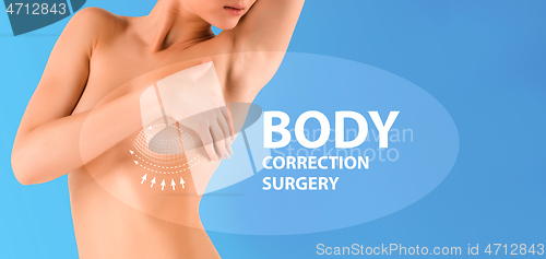 Image of Beautiful female body, concept of bodycare and lifting