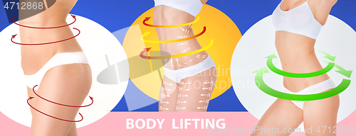 Image of Beautiful female body, concept of bodycare and lifting