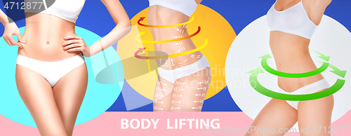 Image of Beautiful female body, concept of bodycare and lifting