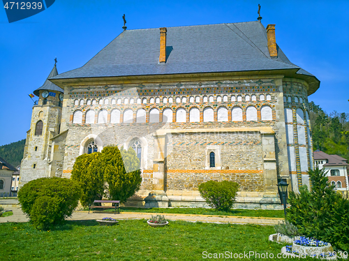 Image of Medieval church and clock tower  in Piatra Neamt