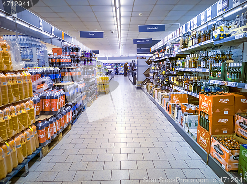 Image of Beverage aisle in a supermarket