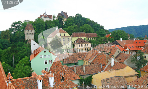 Image of Aerial view of old city of Sighisoara