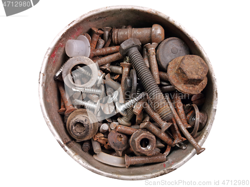 Image of Old metalic box with rusty screws