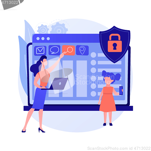 Image of Parental control software abstract concept vector illustration.