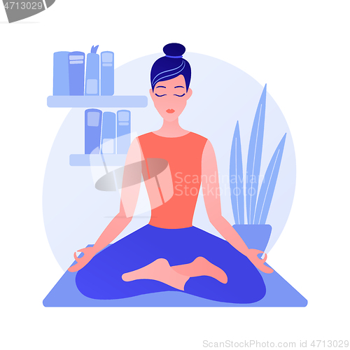 Image of Home yoga abstract concept vector illustration.