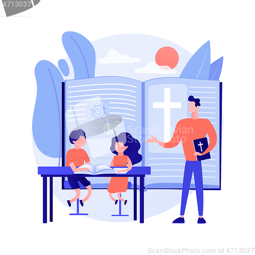 Image of Religious summer camp abstract concept vector illustration.