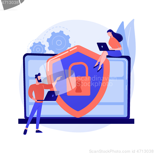 Image of Cyber security risk management abstract concept vector illustration.