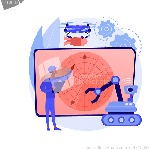 Image of Military robotics abstract concept vector illustration.