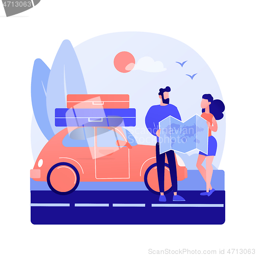 Image of Road trip abstract concept vector illustration.