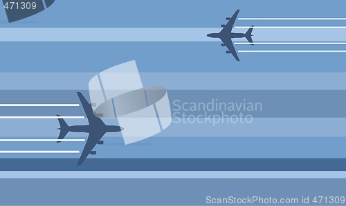 Image of flying aircraft stylized illustration