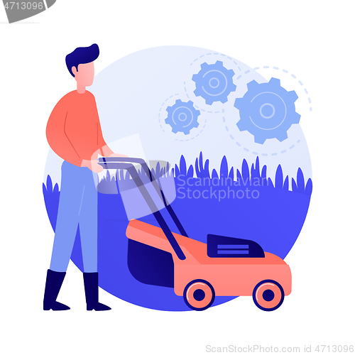 Image of Lawn mowing service abstract concept vector illustration.