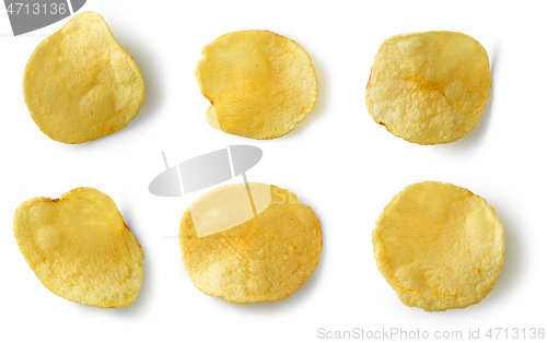 Image of potato chips on white background