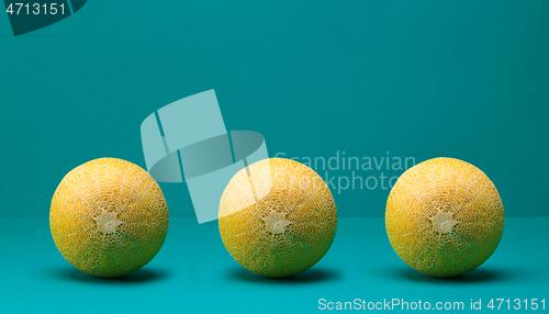 Image of three fresh ripe melons