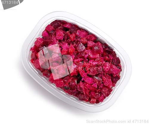 Image of plastic box of beet root salad