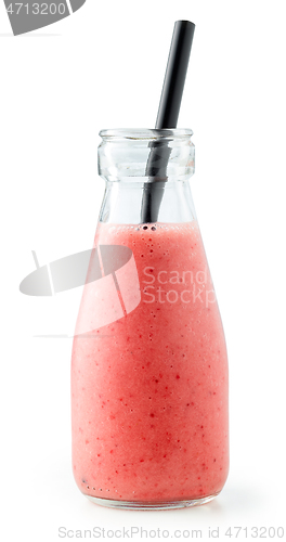 Image of bottle of banana and strawberry smoothie