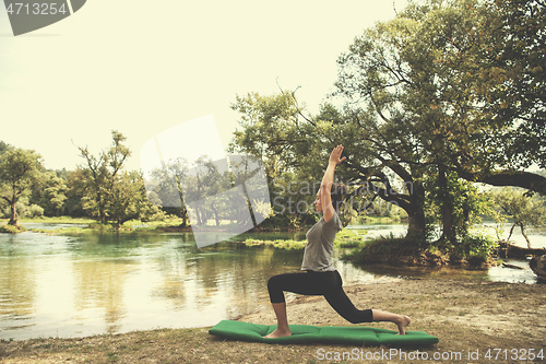 Image of woman meditating and doing yoga exercise