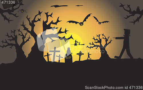Image of scary halloween scene with space for text