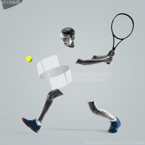 Image of Young tennis player isolated on studio background