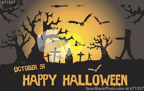 Image of scary halloween scene with space for text