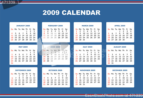 Image of editable 2009 calendar 