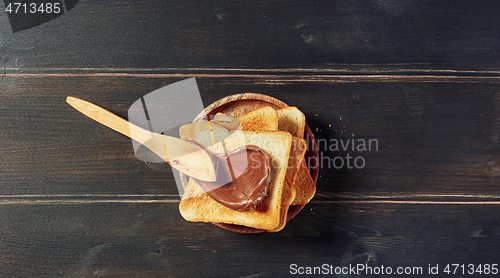 Image of toasted bread with chocolate cream