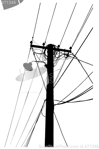 Image of silhouette of overhead electrical power cables