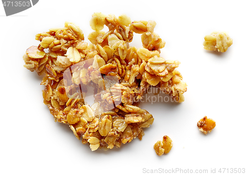 Image of piece and crumbs of homemade granola