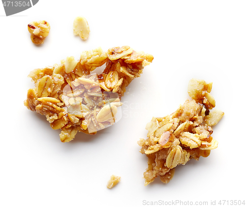Image of piece and crumbs of homemade granola