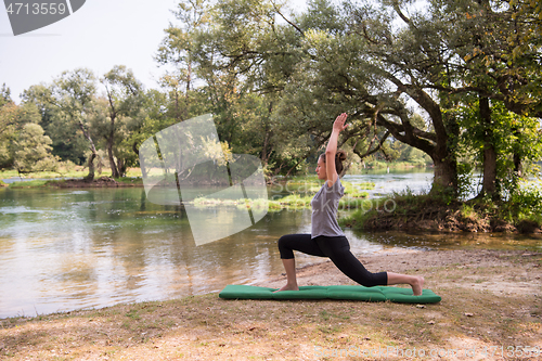 Image of woman meditating and doing yoga exercise