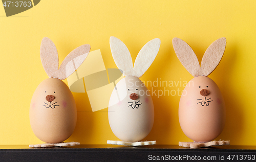 Image of three bunny shaped easter eggs