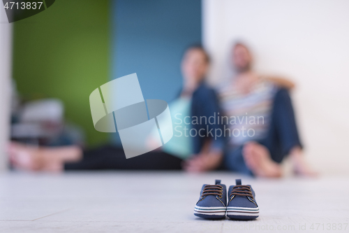 Image of pair of blue baby shoes